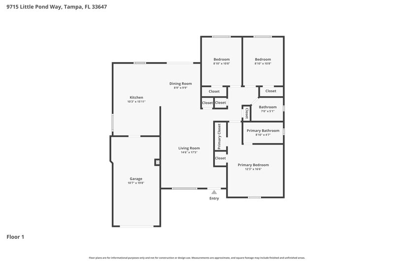 2,290/Mo, 9715 Little Pond Way Tampa, FL 33647 Floor Plan View