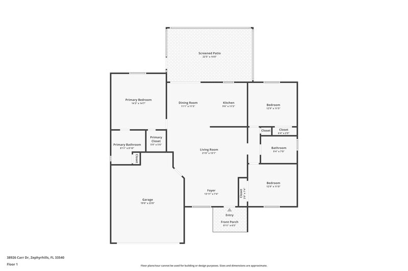 1,910/Mo, 38926 Carr Dr Zephyrhills, FL 33540 Floor Plan View
