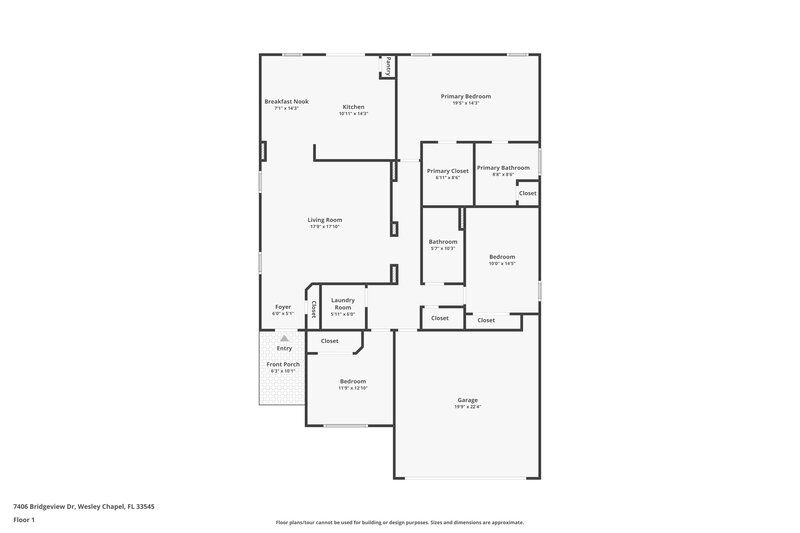 2,065/Mo, 7406 Bridgeview Dr Wesley Chapel, FL 33545 Floor Plan View