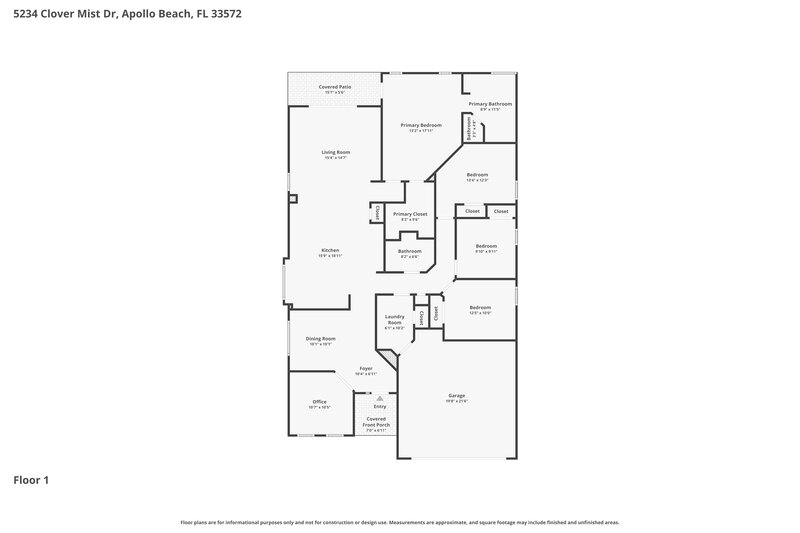 2,315/Mo, 5234 Clover Mist Dr Apollo Beach, FL 33572 Floor Plan View