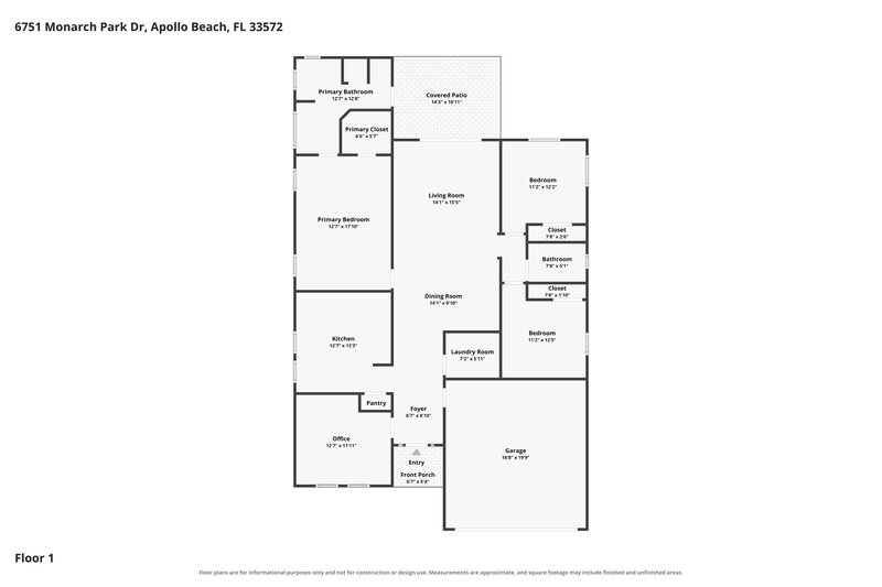 2,245/Mo, 6751 Monarch Park Dr Apollo Beach, FL 33572 Floor Plan View