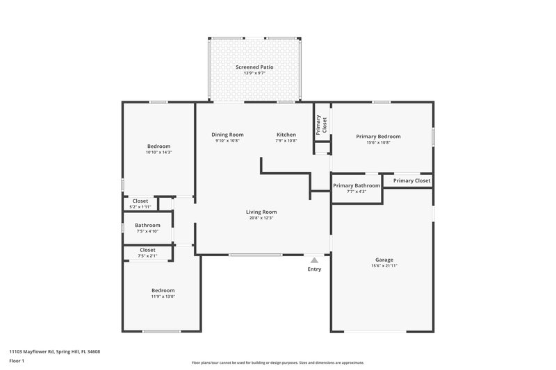 1,655/Mo, 11103 Mayflower Rd Spring Hill, FL 34608 Floor Plan View