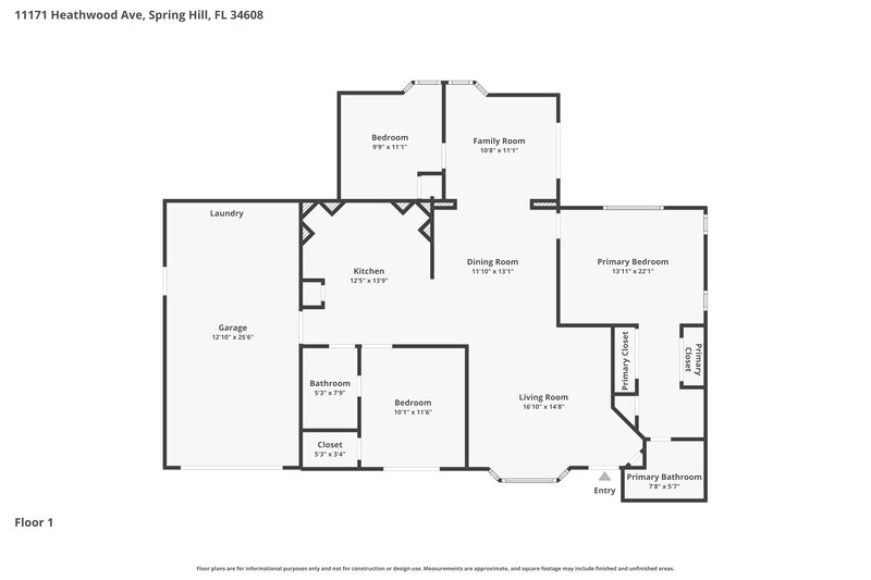 1,810/Mo, 11171 Heathwood Ave Spring Hill, FL 34608 Floorplan View