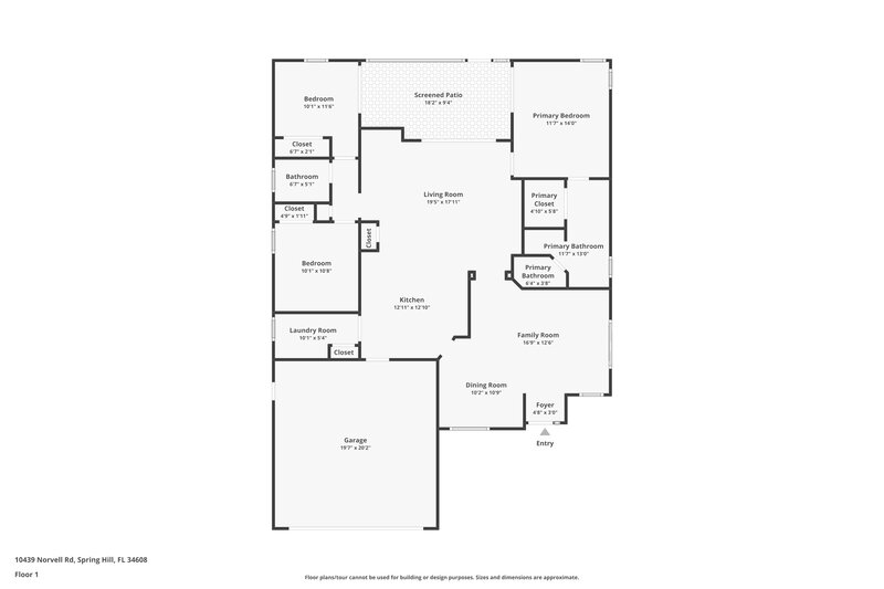 1,850/Mo, 10439 Norvell Rd Spring Hill, FL 34608 Floor Plan View