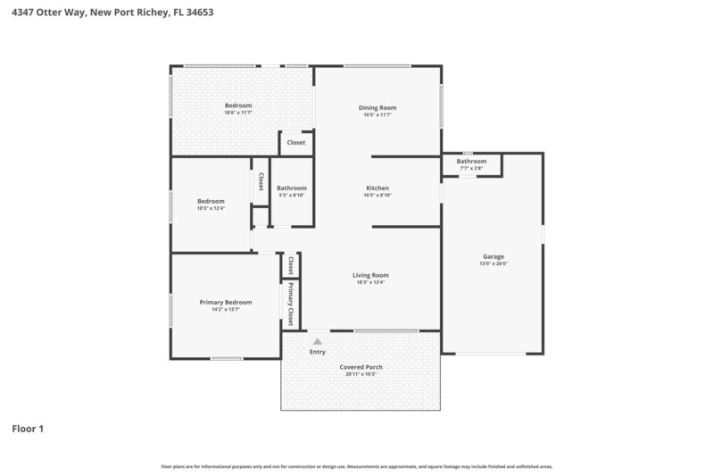 1,750/Mo, 4347 Otter Way New Port Richey, FL 34653 Floorplan View