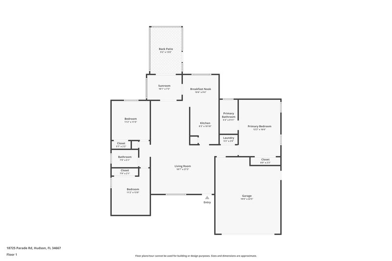 1,735/Mo, 18725 Parade Rd Hudson, FL 34667 Floor Plan View