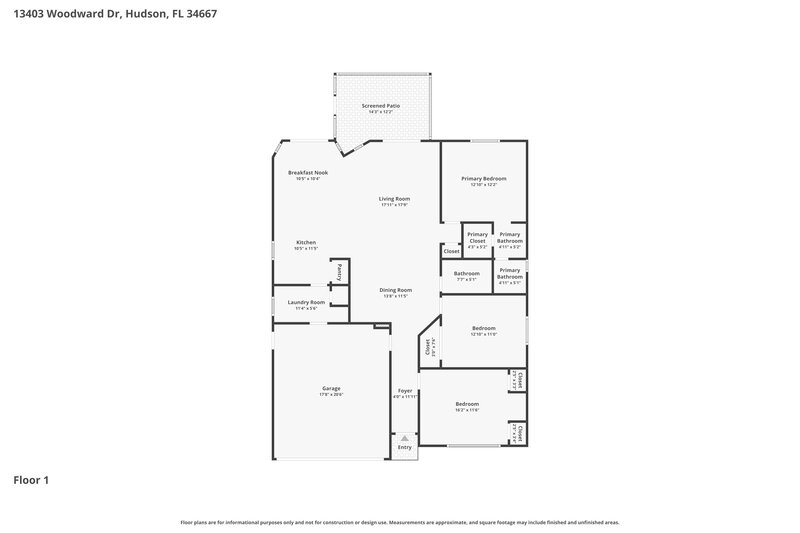 1,875/Mo, 13403 Woodward Dr Hudson, FL 34667 Floorplan View