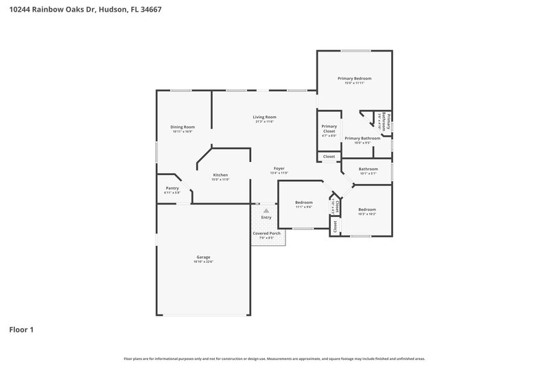 1,880/Mo, 10244 Rainbow Oaks Dr Hudson, FL 34667 Floor Plan View