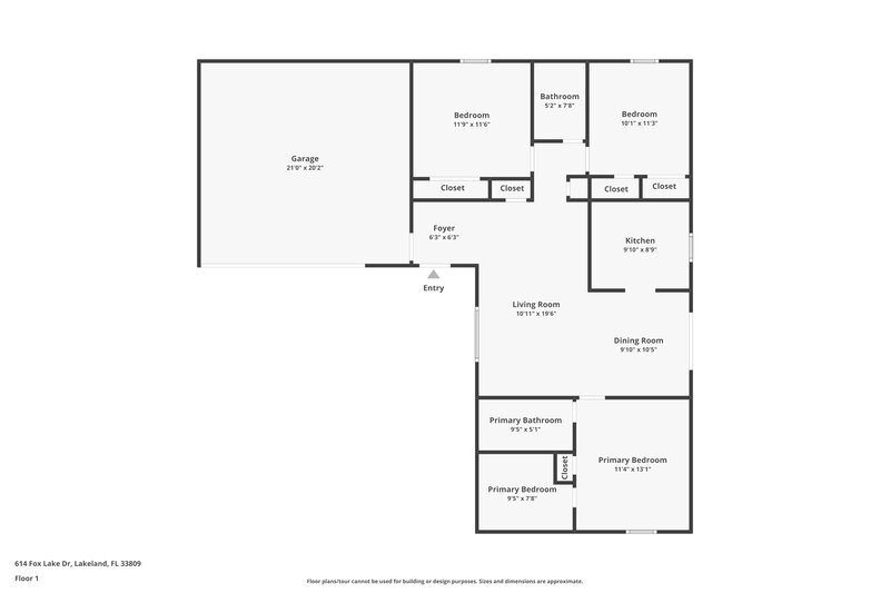 1,880/Mo, 614 Fox Lake Dr Lakeland, FL 33809 Floor Plan View