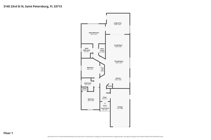 2,390/Mo, 3145 23rd St N St Petersburg, FL 33713 Floor Plan View