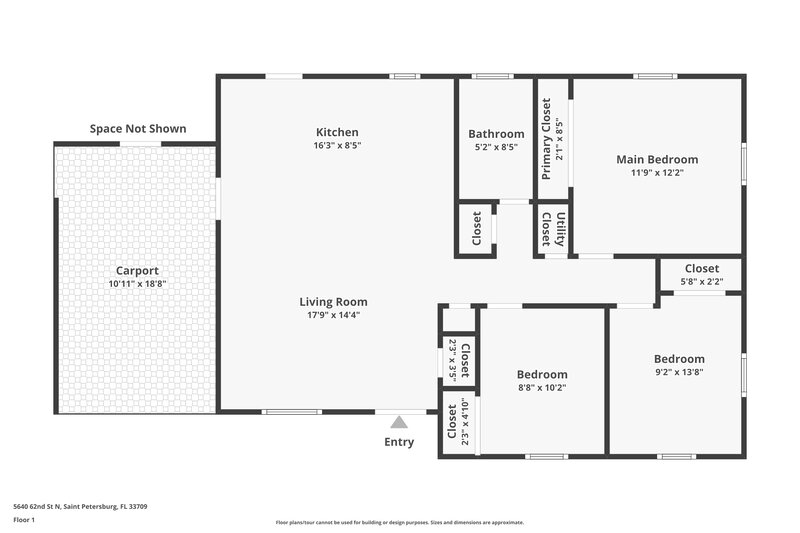 1,895/Mo, 5640 62nd St N St Petersburg, FL 33709 Floor Plan View