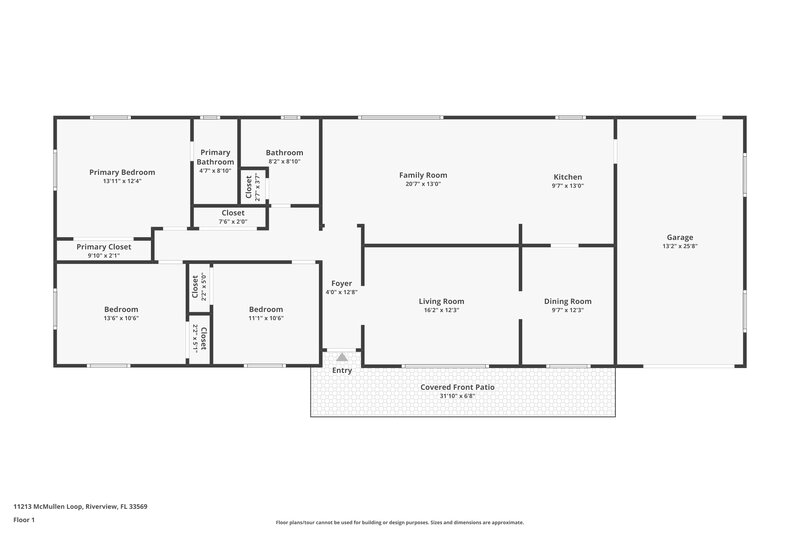 1,980/Mo, 11213 McMullen Loop Riverview, FL 33569 Floor Plan View