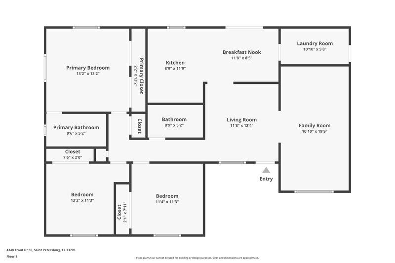 2,790/Mo, 4348 Trout DR SE Saint Petersburg, FL 33705 Floor Plan View