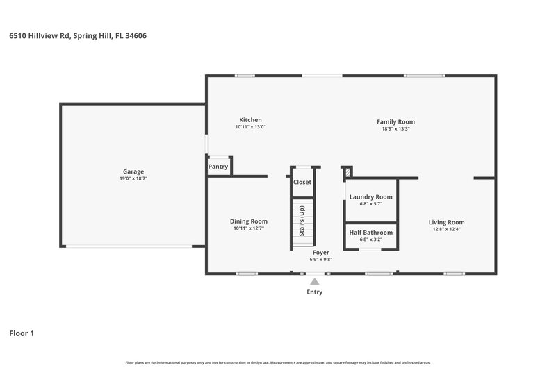 2,185/Mo, 6510 Hillview Rd Spring Hill, FL 34606 Floor Plan View