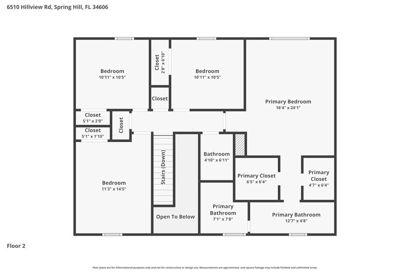 2,185/Mo, 6510 Hillview Rd Spring Hill, FL 34606 Floor Plan View 2