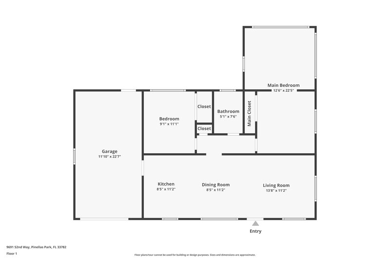 1,850/Mo, 9691 52nd Way Pinellas Park, FL 33782 Floor Plan View