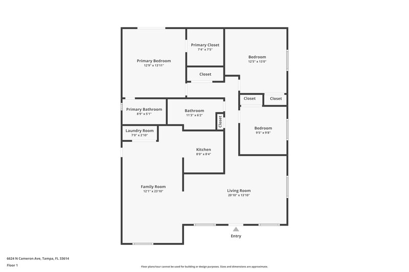 2,305/Mo, 6624 N Cameron Ave Tampa, FL 33614 Floor Plan View