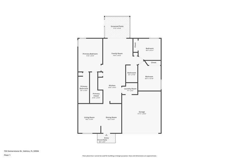 2,325/Mo, 733 Somerstone Dr Valrico, FL 33594 Floor Plan View