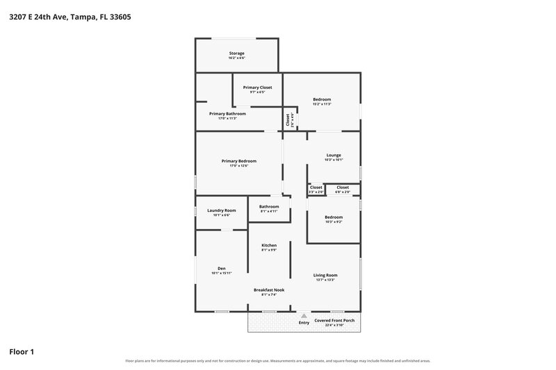 1,850/Mo, 3207 E 24Th Ave Tampa, FL 33605 Floor Plan View