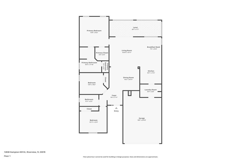 2,195/Mo, 12838 Hampton Hill Dr Riverview, FL 33578 Floor Plan View