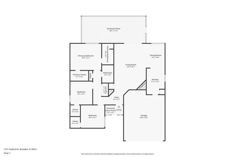 2,200/Mo, 1111 Tuxford Dr Brandon, FL 33511 Floor Plan View