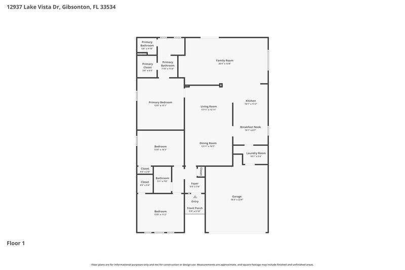 2,175/Mo, 12937 Lake Vista Dr Gibsonton, FL 33534 Floor Plan View