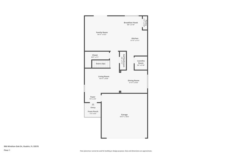 2,125/Mo, 906 Windton Oak Dr Ruskin, FL 33570 Floor Plan View