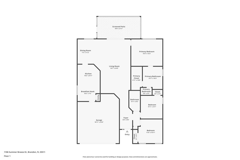 2,305/Mo, 1106 Summer Breeze Dr Brandon, FL 33511 Floor Plan View