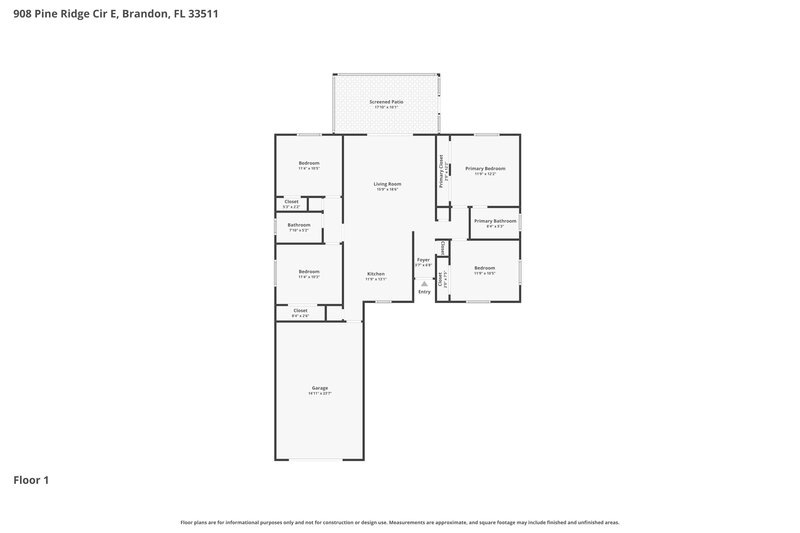 2,140/Mo, 908 Pine Ridge Cir E Brandon, FL 33511 Floor Plan View