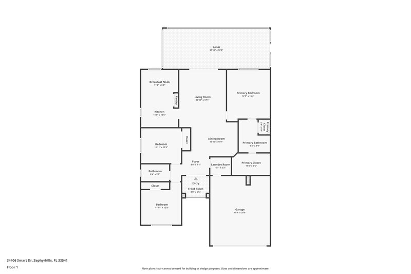 3,400/Mo, 34406 Smart Dr Zephyrhills, FL 33541 Floor Plan View