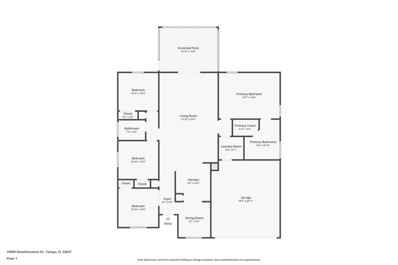 2,405/Mo, 19009 Weatherstone Dr Tampa, FL 33647 Floorplan View