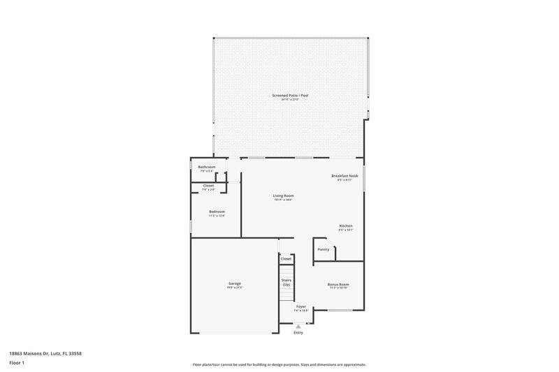3,085/Mo, 18863 Maisons Dr Lutz, FL 33558 Floorplan View