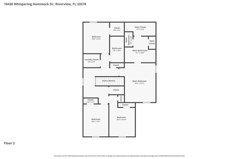 2,520/Mo, 10430 Whispering Hammock Dr Riverview, FL 33578 Floor Plan View 2