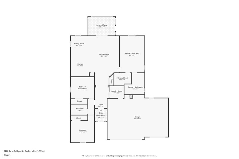 2,165/Mo, 6222 Twin Bridges Dr Zephyrhills, FL 33541 Floor Plan View