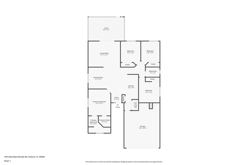 2,230/Mo, 1915 Brandon Brook Rd Valrico, FL 33594 Floor Plan View