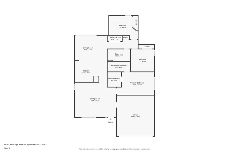 2,320/Mo, 6707 Cambridge Park Dr Apollo Beach, FL 33572 Floor Plan View
