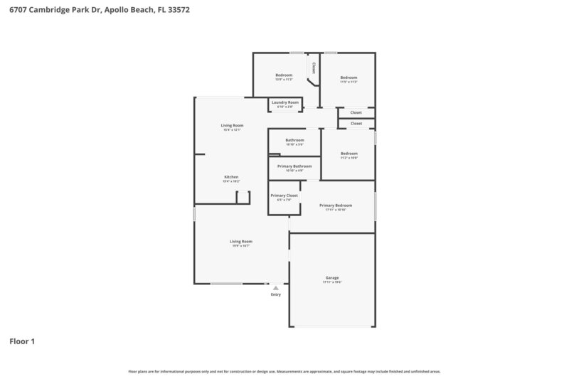 2,295/Mo, 6707 Cambridge Park Dr Apollo Beach, FL 33572 Floorplan View