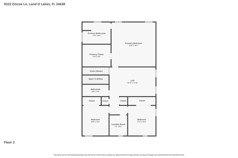 2,195/Mo, 9322 Zincoe Ln Land O' Lakes, FL 34638 Floor Plan View 2