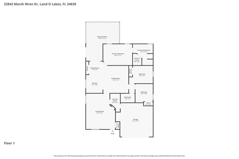 2,175/Mo, 22842 Marsh Wren Dr Land O' Lakes, FL 34639 Floor Plan View