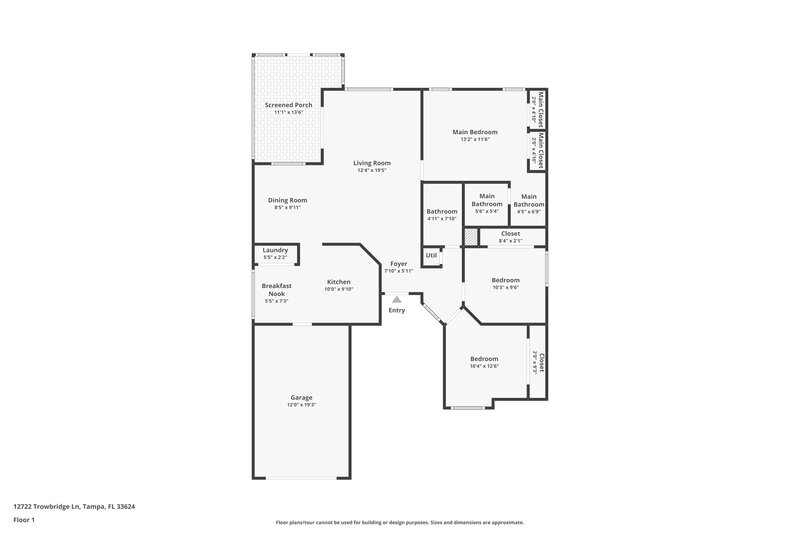 2,350/Mo, 12722 Trowbridge Ln Tampa, FL 33624 Floor Plan View