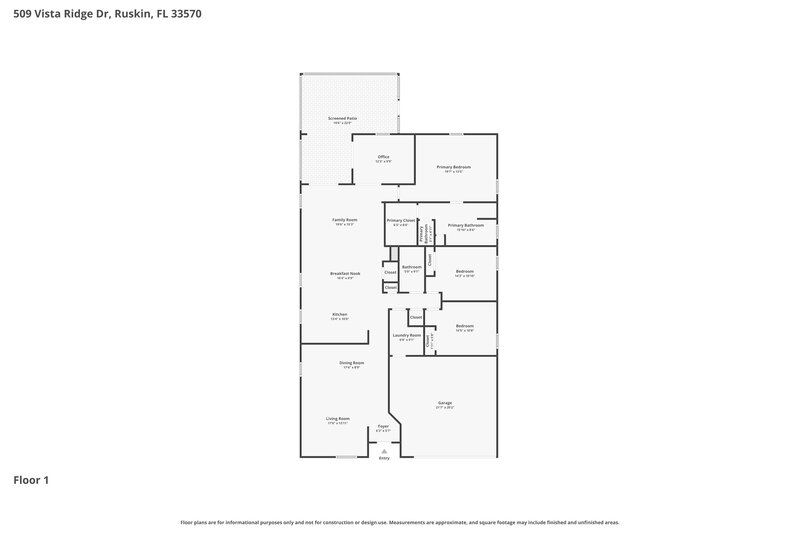 2,355/Mo, 509 Vista Ridge Dr Ruskin, FL 33570 Floor Plan View