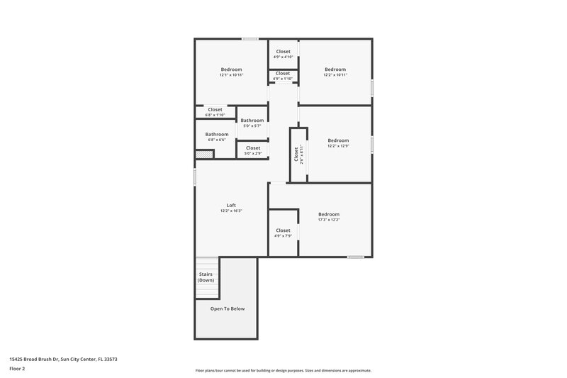 2,465/Mo, 15425 Broad Brush Dr Ruskin, FL 33573 Floor Plan View 2