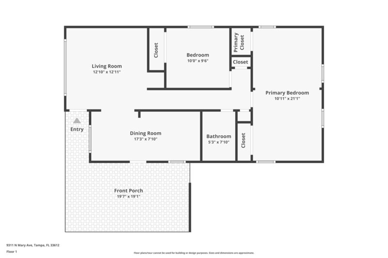 1,705/Mo, 9311 N Mary Ave Tampa, FL 33612 Floorplan View