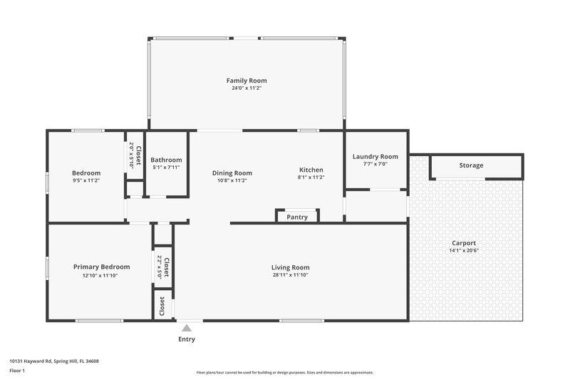 1,535/Mo, 10131 Hayward Rd Spring Hill, FL 34608 Floor Plan View