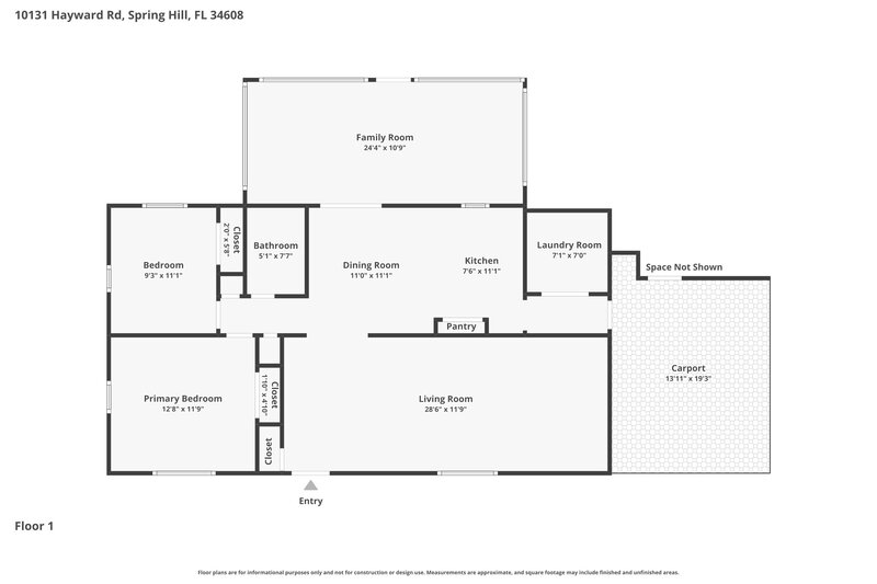1,580/Mo, 10131 Hayward Rd Spring Hill, FL 34608 Floor Plan View