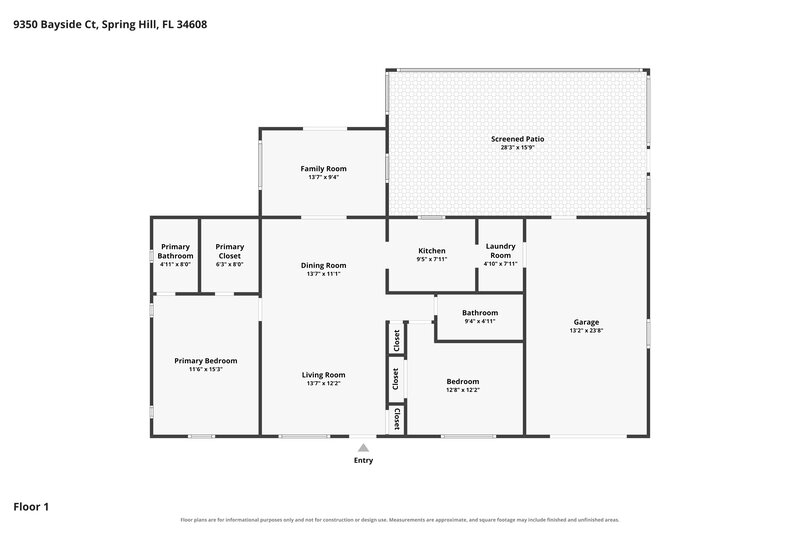 1,685/Mo, 9350 Bayside Ct Spring Hill, FL 34608 Floor Plan View