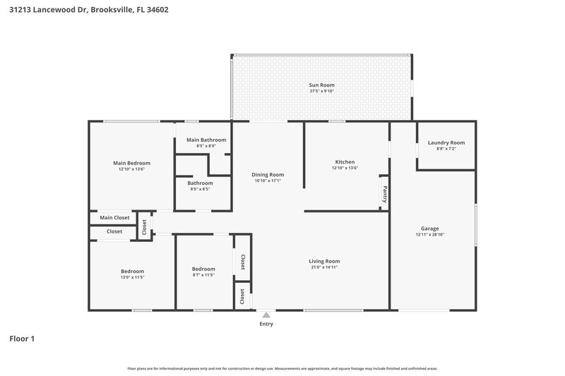 1,720/Mo, 31213 Lancewood Dr Brooksville, FL 34602 Floor Plan View