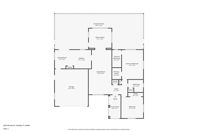 1,635/Mo, 5633 Mirada Dr Holiday, FL 34690 Floor Plan View