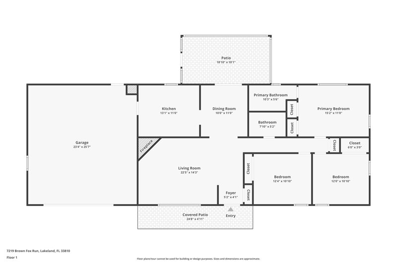 1,990/Mo, 7219 Brown Fox Run Lakeland, FL 33810 Floor Plan View