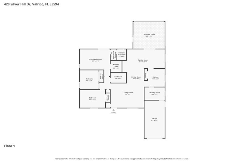 2,010/Mo, 420 Silver Hill Dr Valrico, FL 33594 Floor Plan View